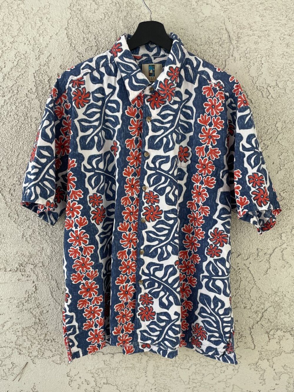 Vintage Kahala Hawaiian Shirt Mens XL Blue Red Floral 100% Cotton Made in Hawaii